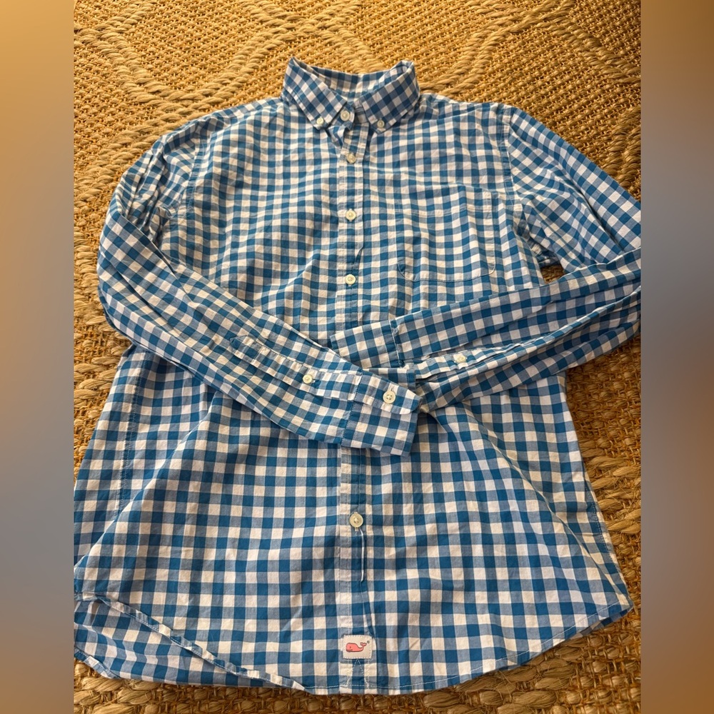 Vineyard Vines Blue and White Gingham Button-Down Shirt